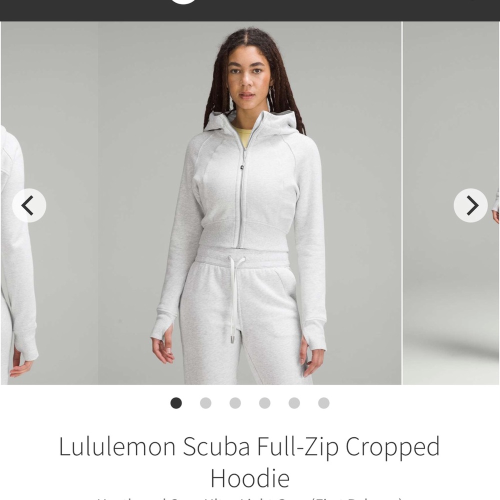 Lululemon Gray Full-Zip Cropped Hoodie